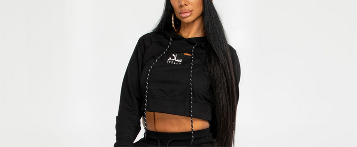 Black peace crop hoody