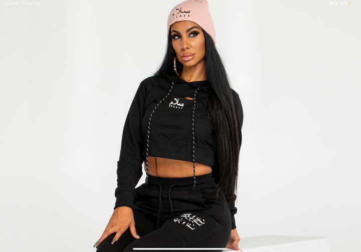 Black peace crop hoody